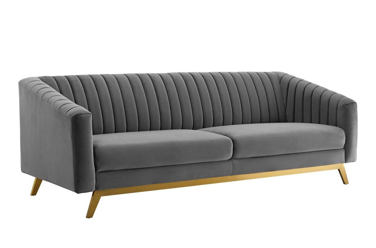 Saskia Grey Velvet Sofa