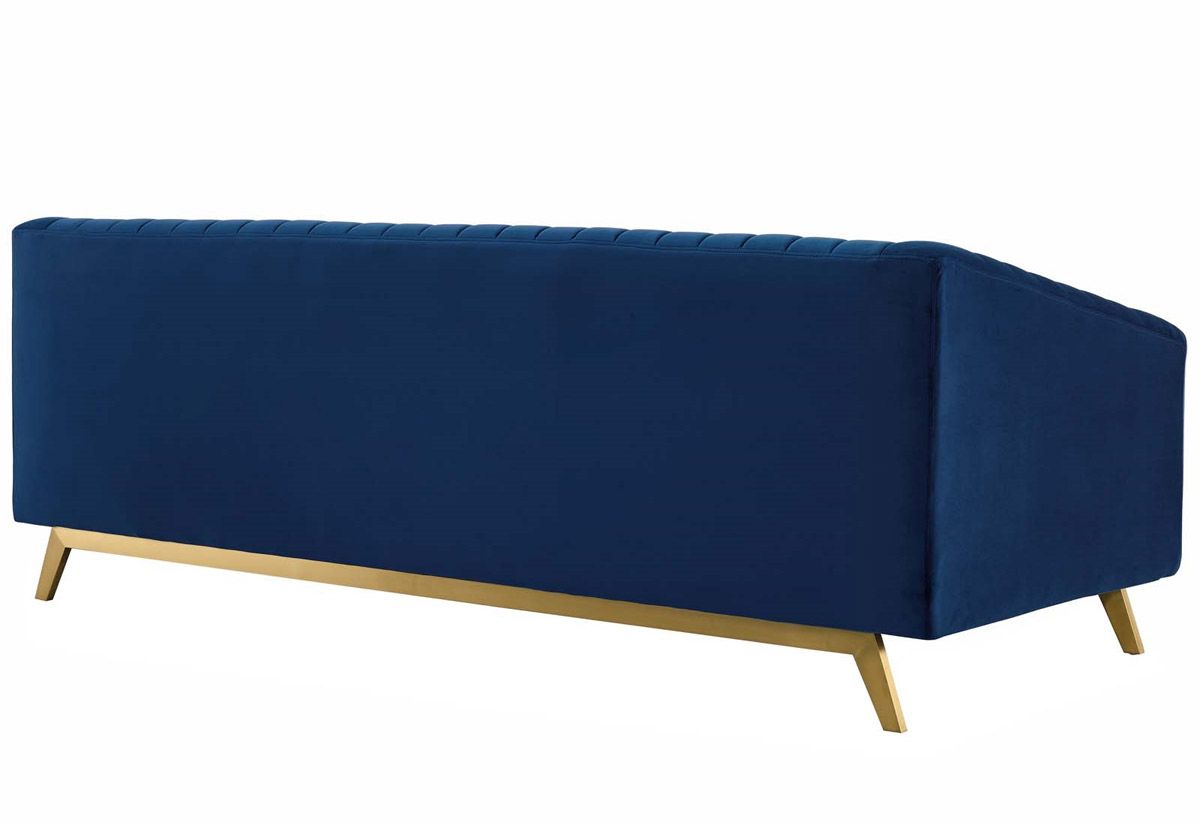 Saskia Navy Blue Velvet Sofa Back Side