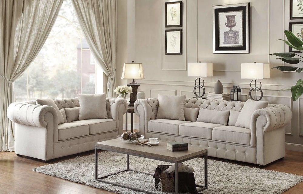 Savonburg Traditional Style Button Tufted Sofa