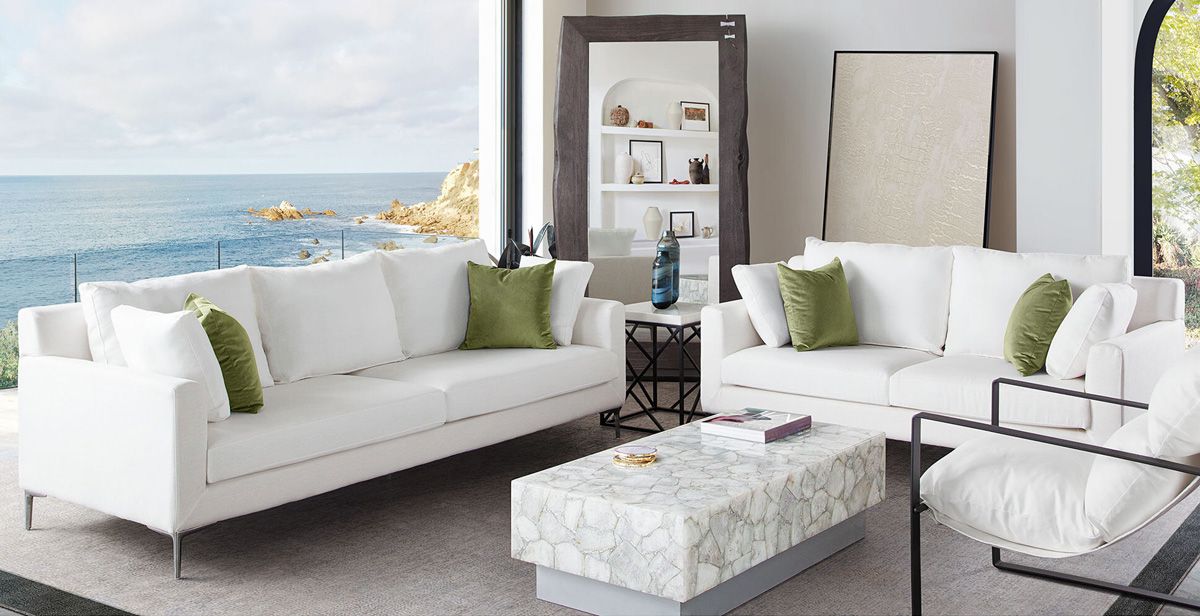 Gilmore White Linen Modern Sofa