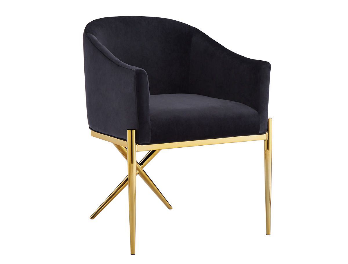 Sector Black Velvet Dining Chair Gold