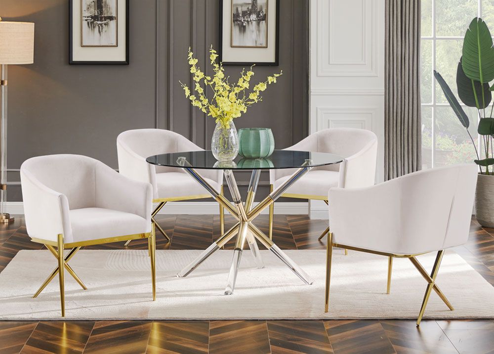 Sector Glass Top Dining Table Gold