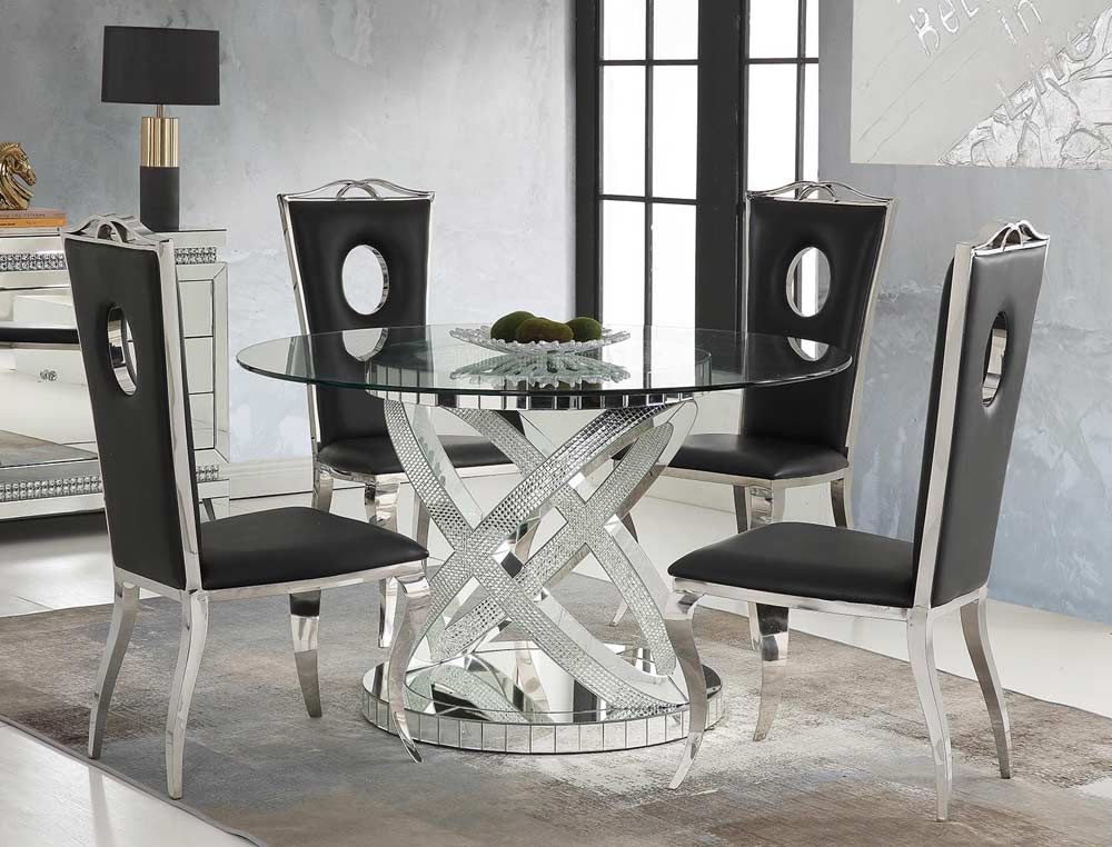Seibel Mirrored Round Dining Table