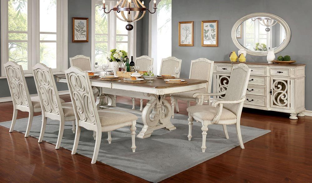 Serano Antique White Dining Table Set