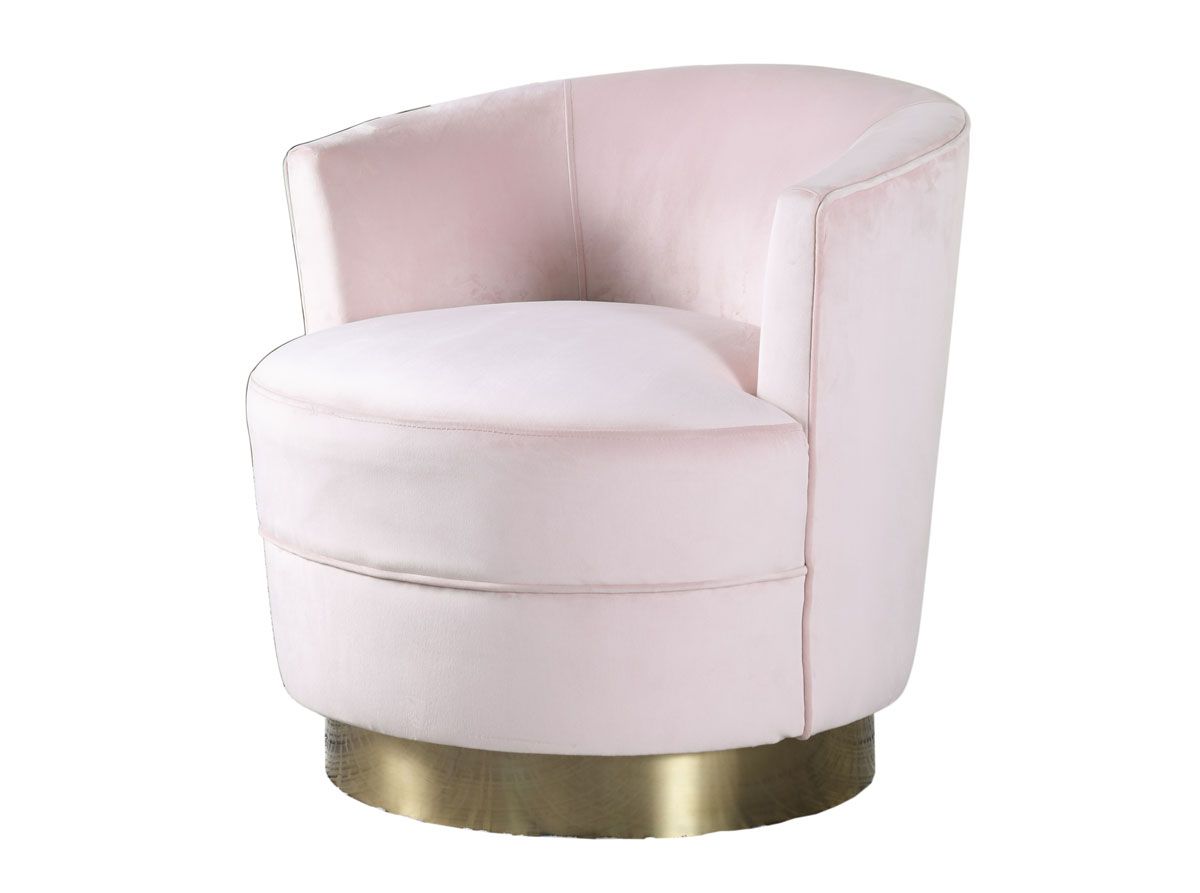 Shala Light Pink Velvet Swivel Chair