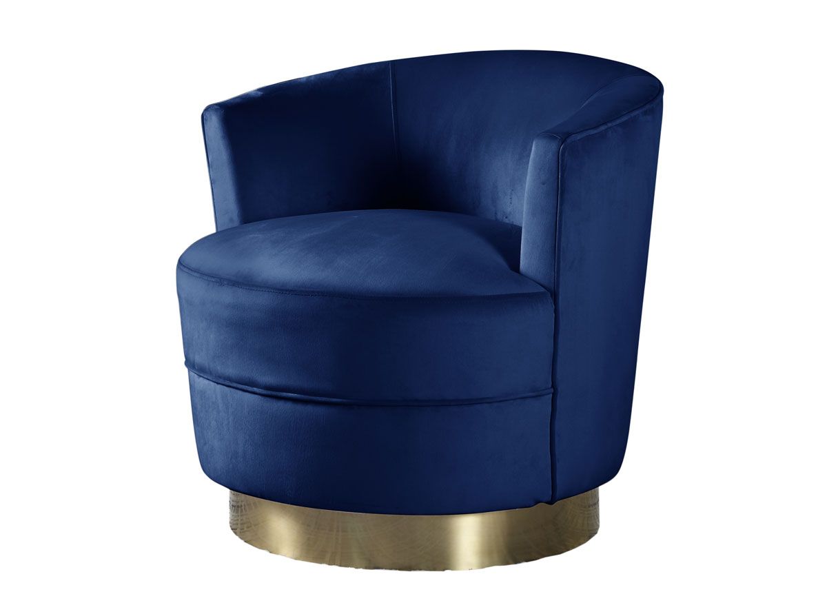 Shala Navy Blue Velvet Swivel Chair