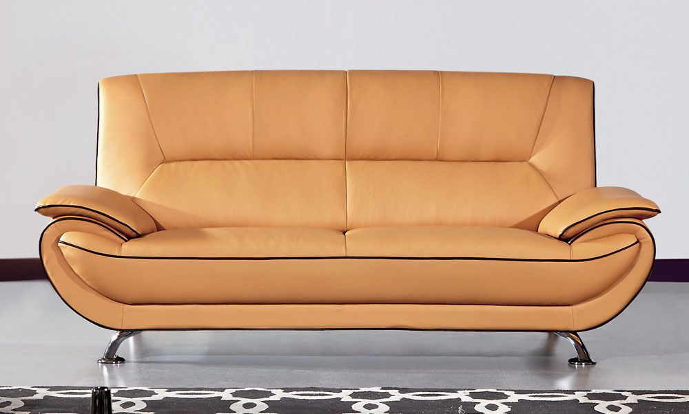 Shania Yellow Top Grain Leather Sofa