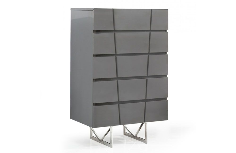 Sharlet Gray Lacquer Finish Chest