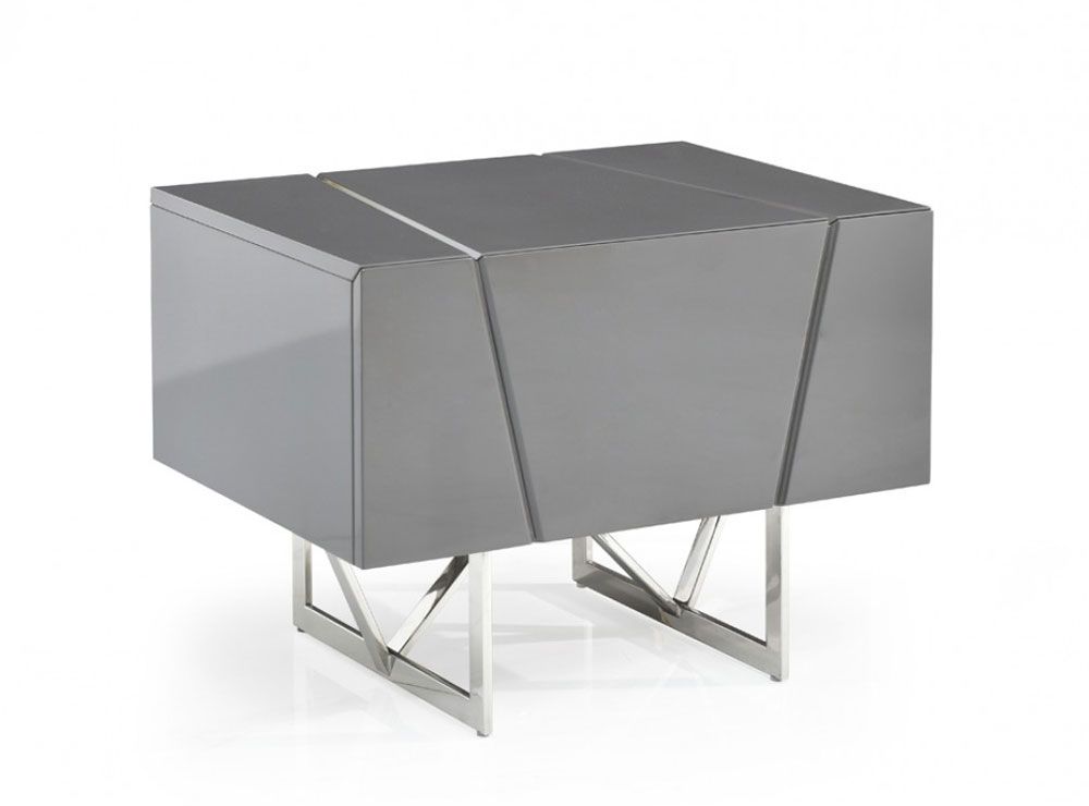 Sharlet Gray Lacquer Finish Night Stand