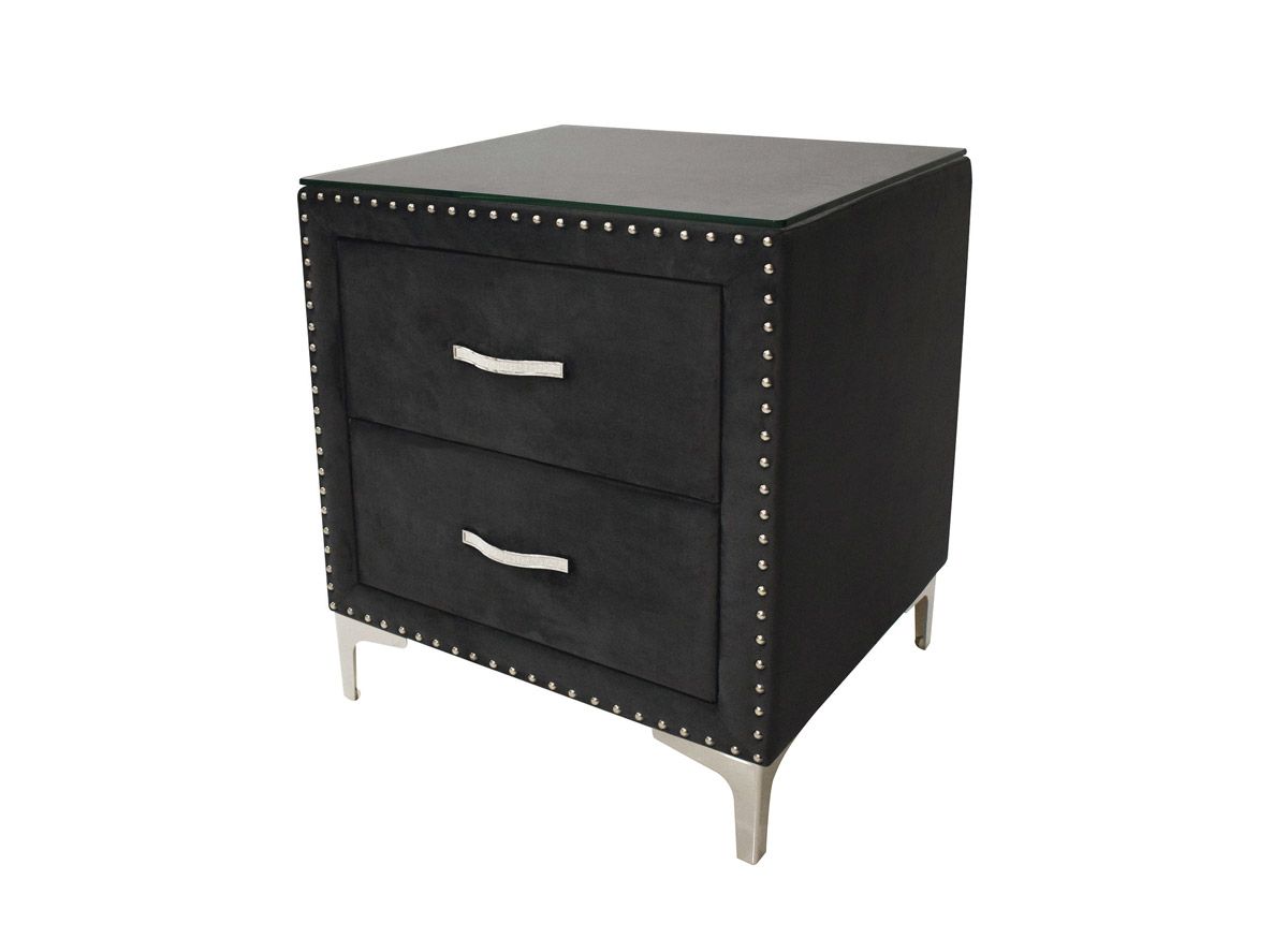 Shauna Black Velvet Night Stand