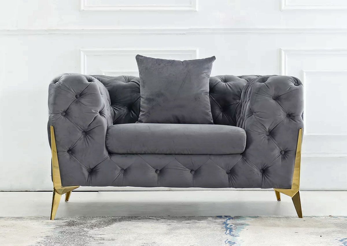 Sheila Tufted Grey Velvet Modern Chair