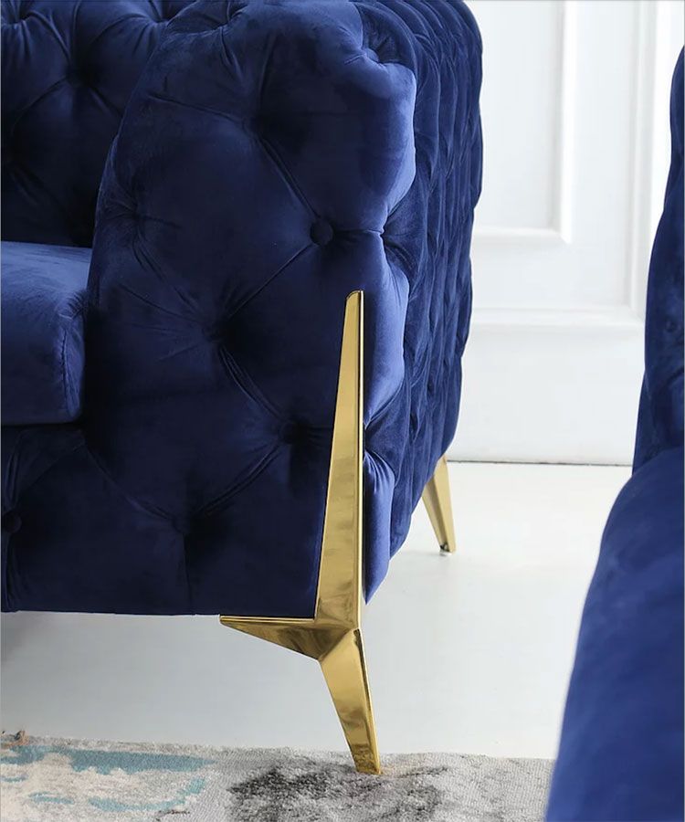 Sheila Navy Velvet Sofa Leg