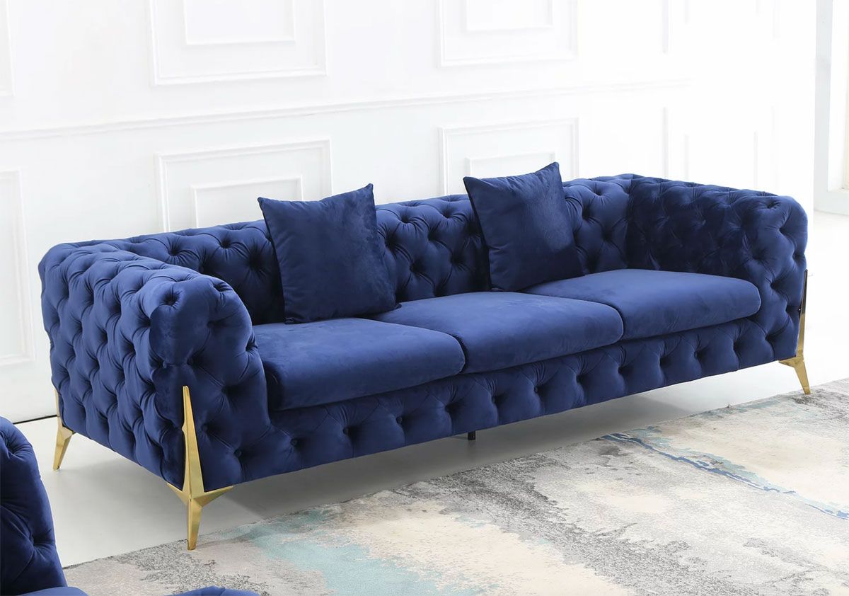 Sheila Tufted Navy Velvet Sofa