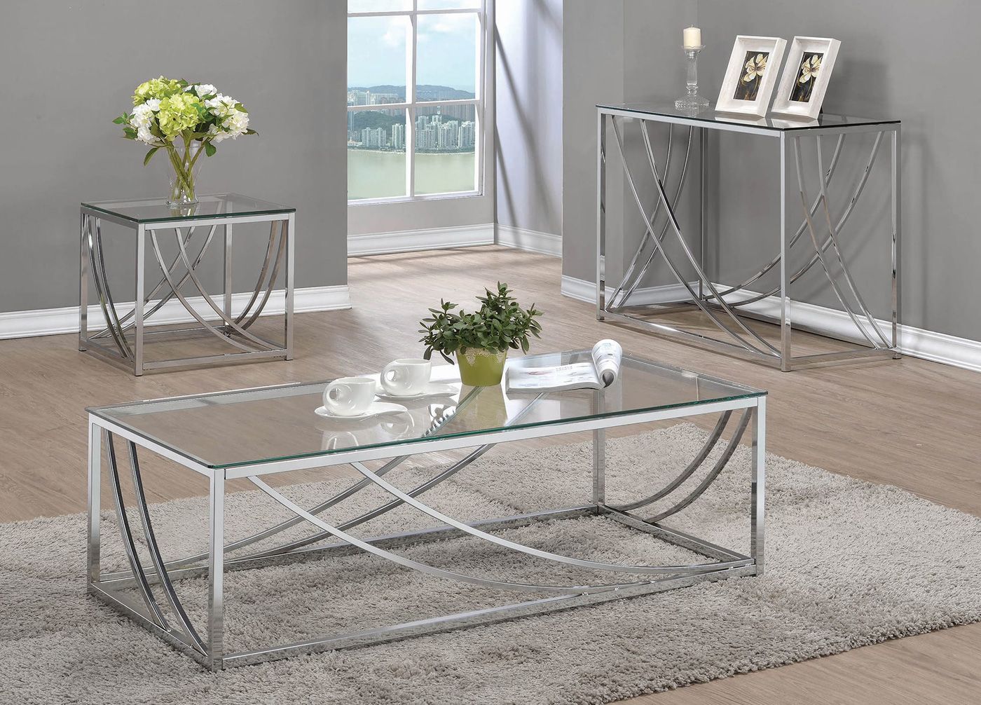 Shelley Modern Glass Top Coffee Table