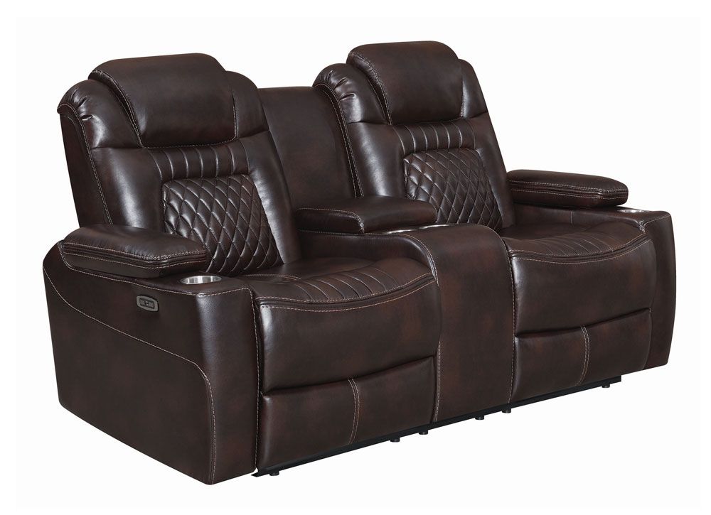 Shelly Espresso Leather Power Recliner Loveseat