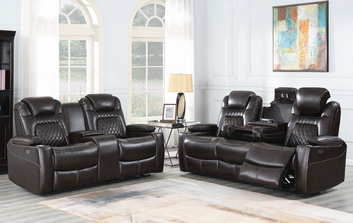 Shelly Espresso Leather Power Recliner Sofa