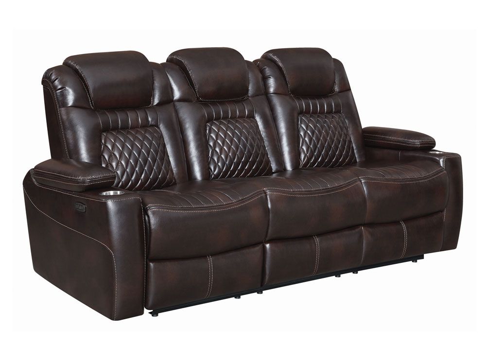 Shelly Espresso Leather Power Recliner Sofa