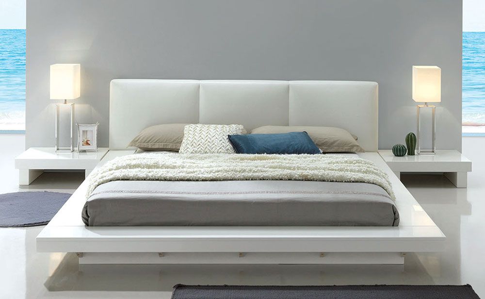 Shiro White Low Profile Bed