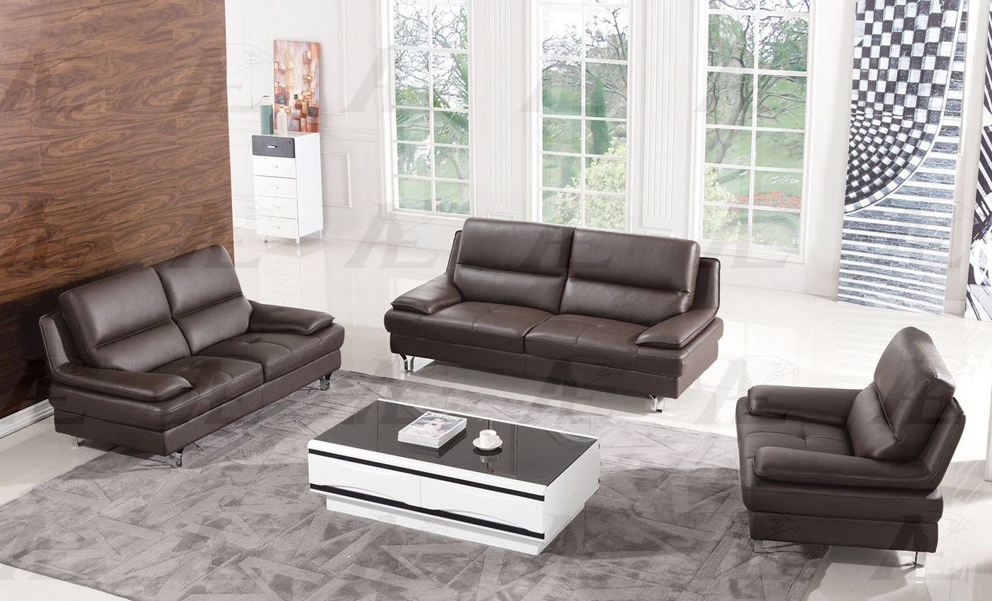 Sidon Dark Brown Genuine Leather Sofa
