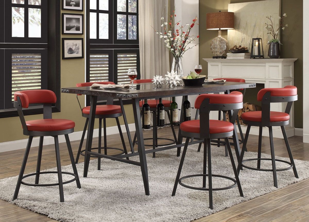 Sierra Pub Table With Red Chair