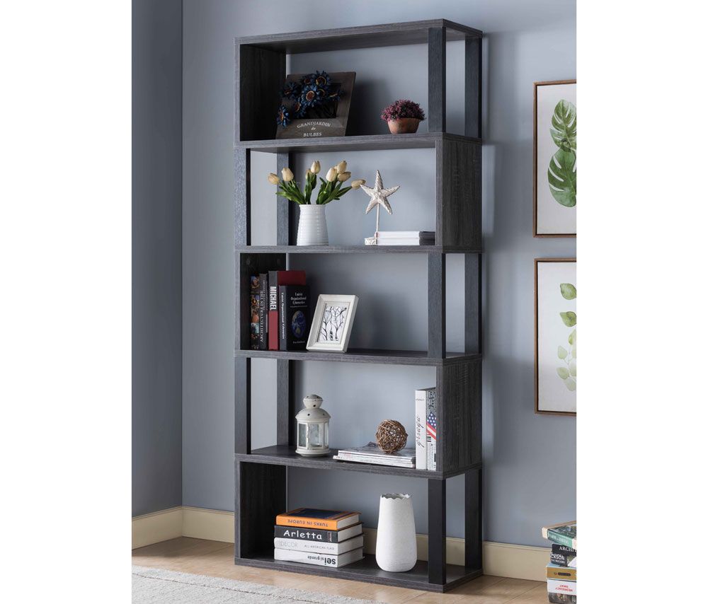 Silas Rustic Grey Display Bookcase