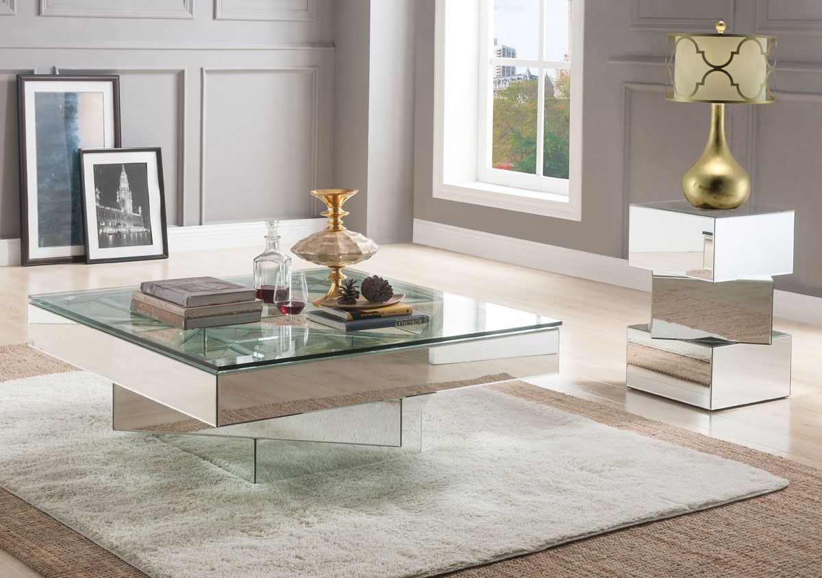 Silvera Modern Mirrored Coffee Table