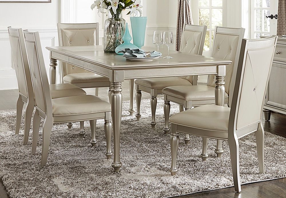 Silvert Silver Finish Dining Table Set