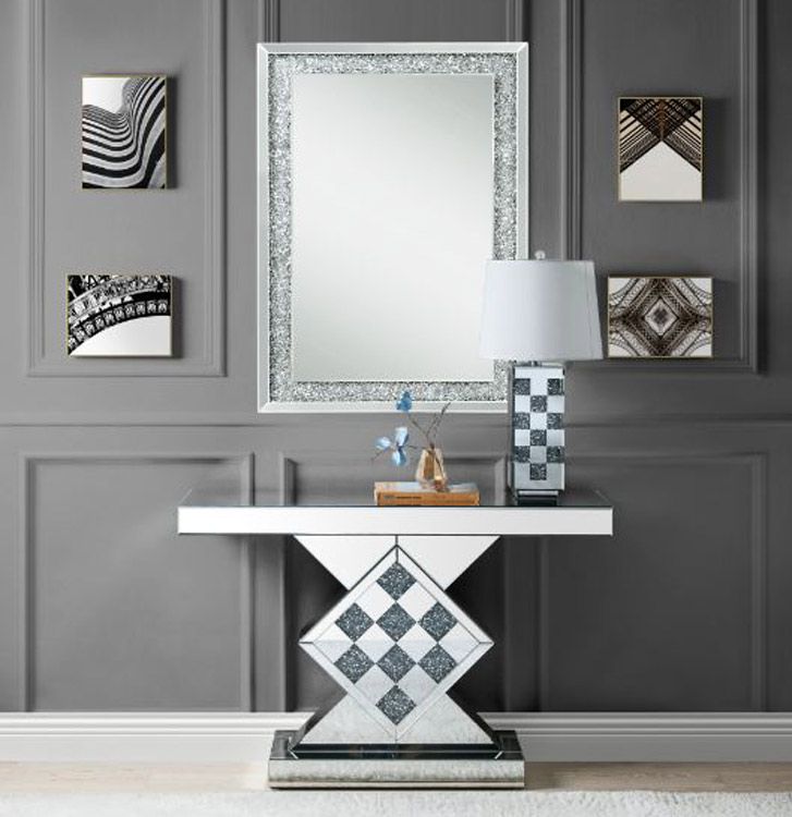 Simplicity Modern Mirrored Console Table Set