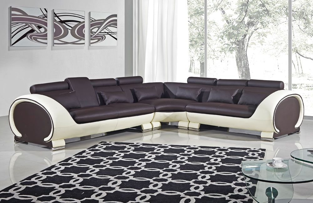 Skye Brown and Beige Modern Sectional