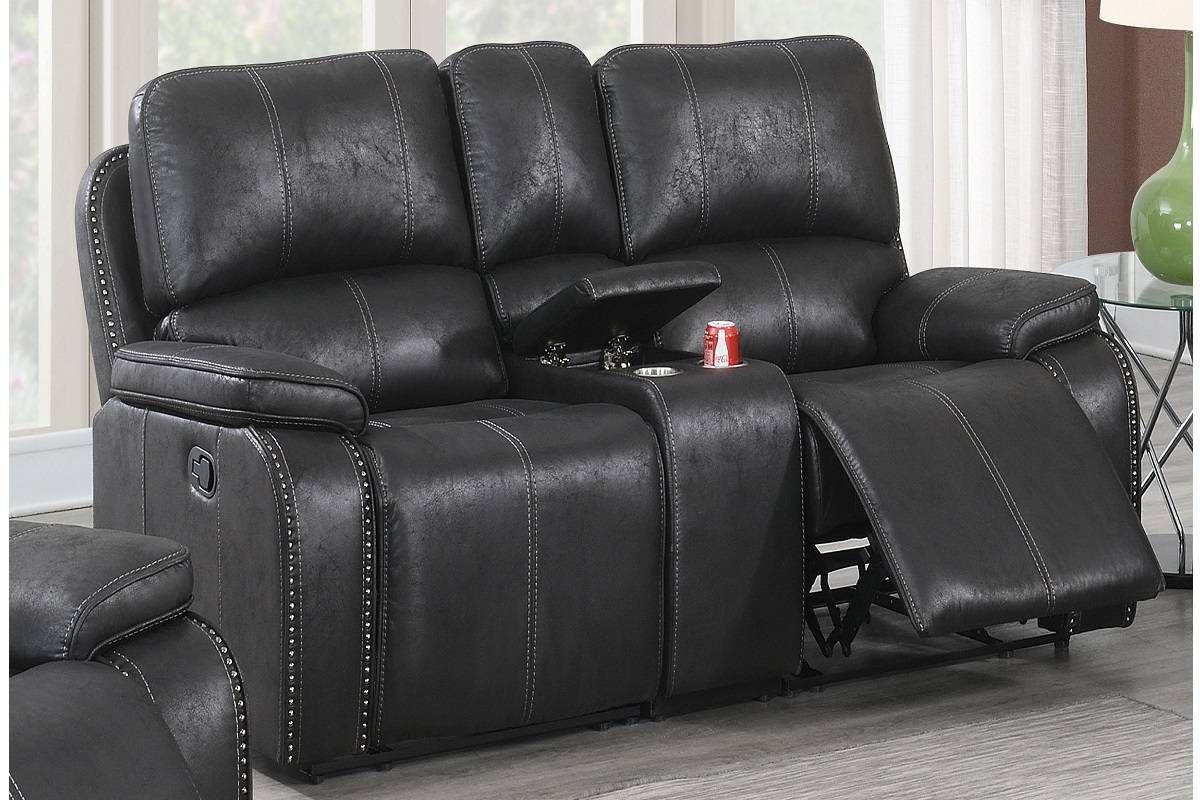 Snyder Black Recliner Loveseat With Console