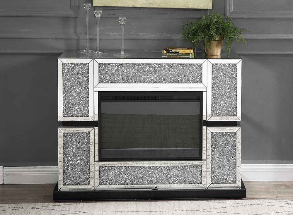 Sofia Mirrored Fireplace With Crystals