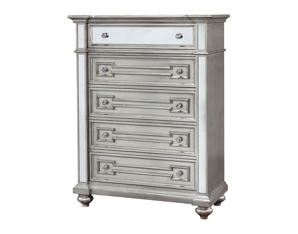 Soho Silver Finish Mirror Accent Chest