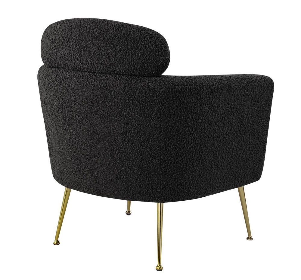 black boucle accent chair back