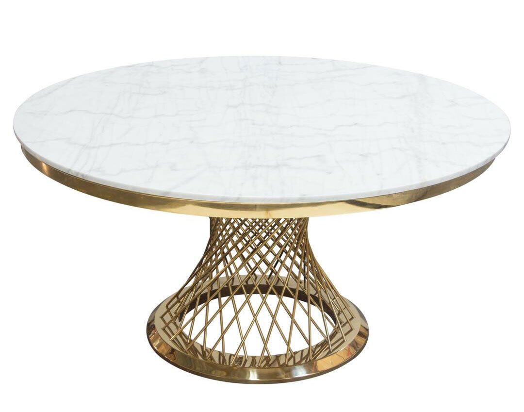 Solstice Marble Top Dining Table Gold Base