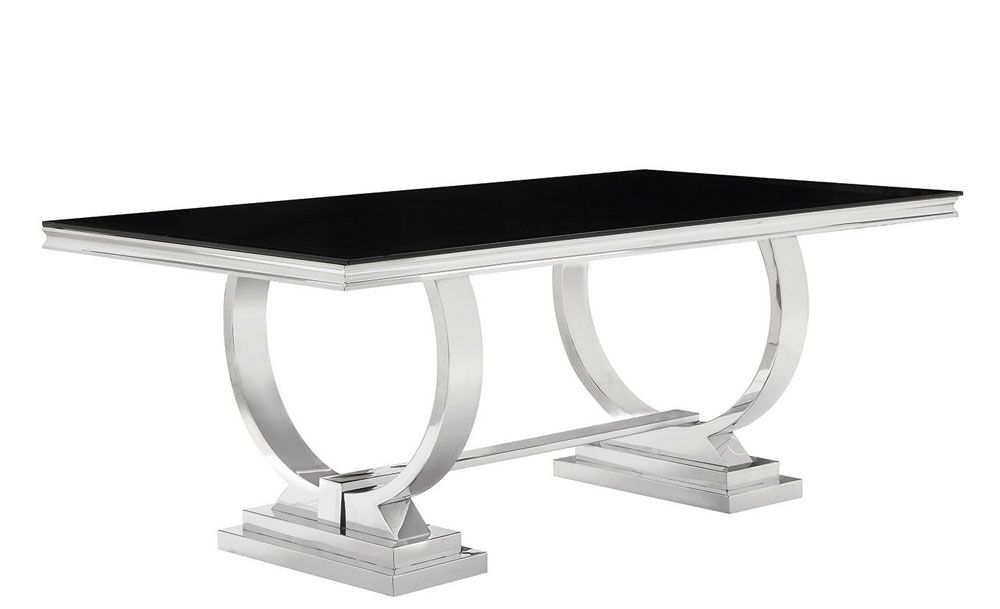Sonata Black Glass Top Dining Table