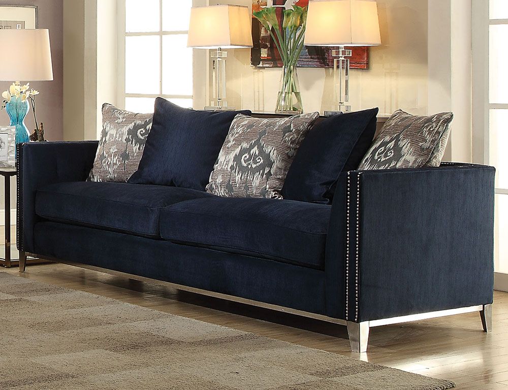 Soria Blue Fabric Sofa