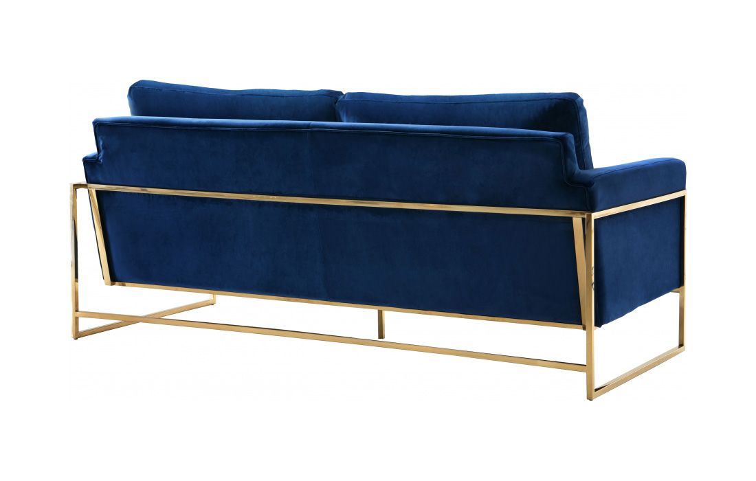 Sorrento Navy Velvet Sofa Back Side