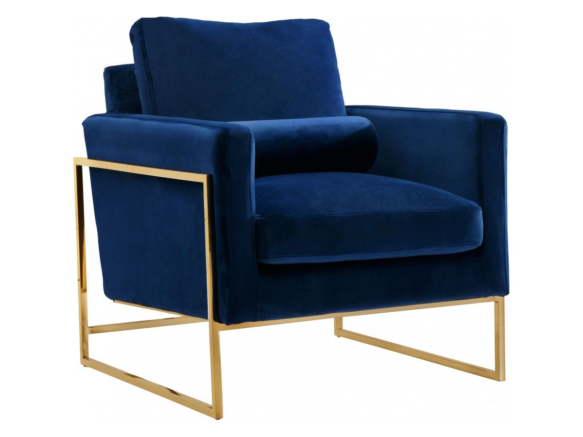 Sorrento Navy Velvet Chair With Gold Base