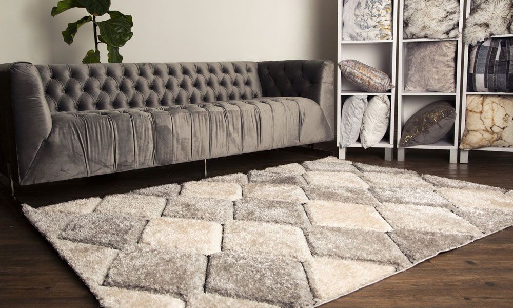 Sorrento 727 Silver Modern Shag Rug Details