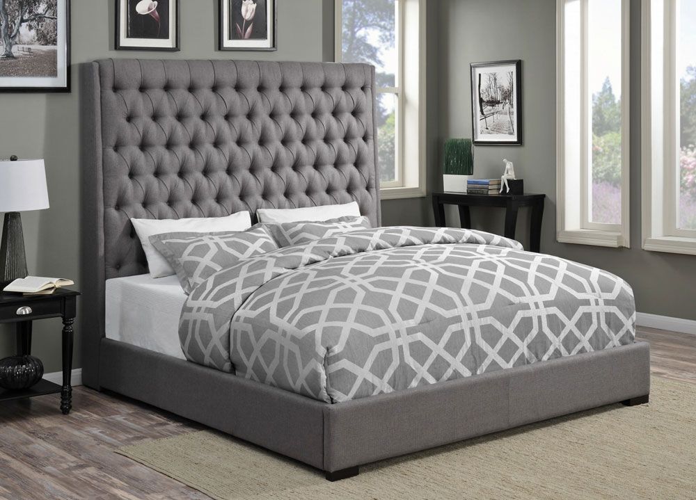 Soyler Upholstered Grey Fabric Bed