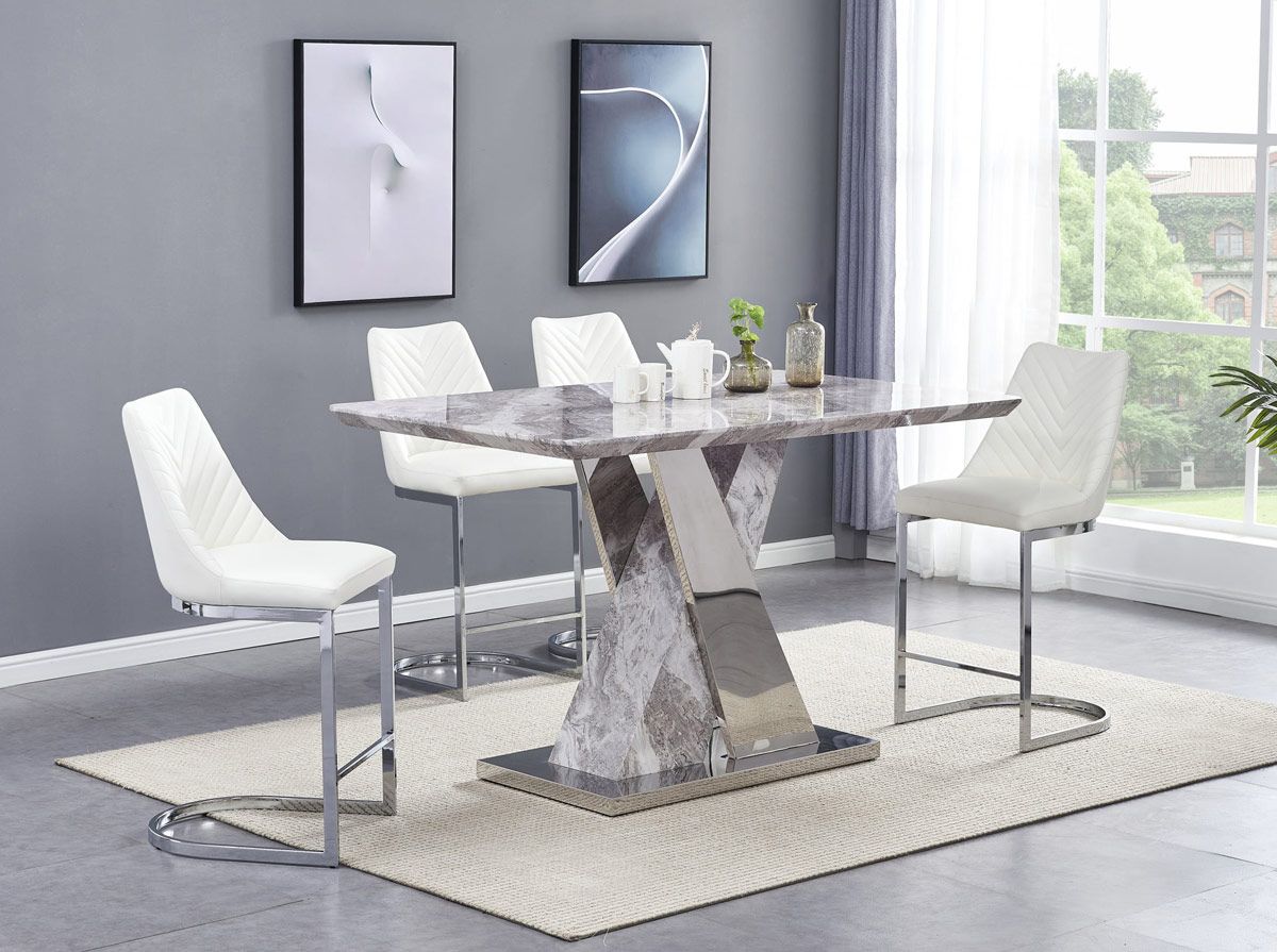Stanford Counter Height Table With White Chairs