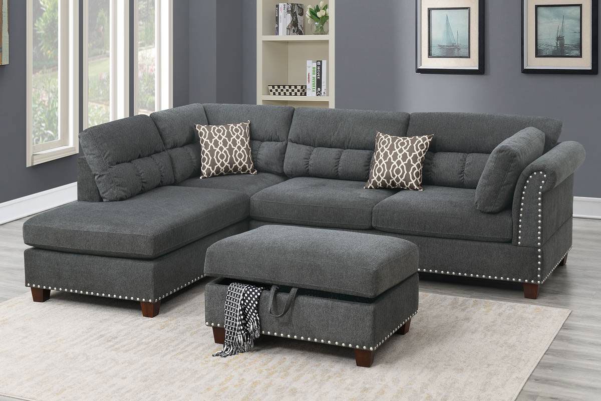 Stanza Slate Velvet Sectional Set