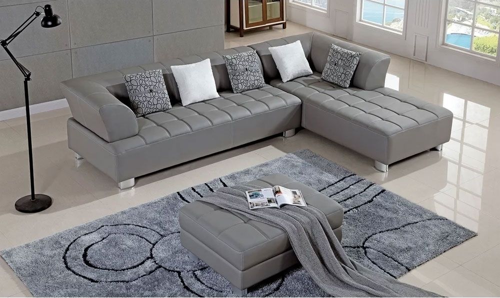 Star Grey Leather Sectional Set
