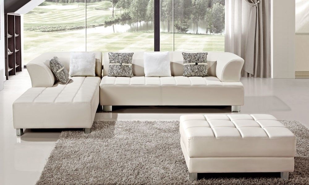 Star Ivory Leather Sectional Right Side