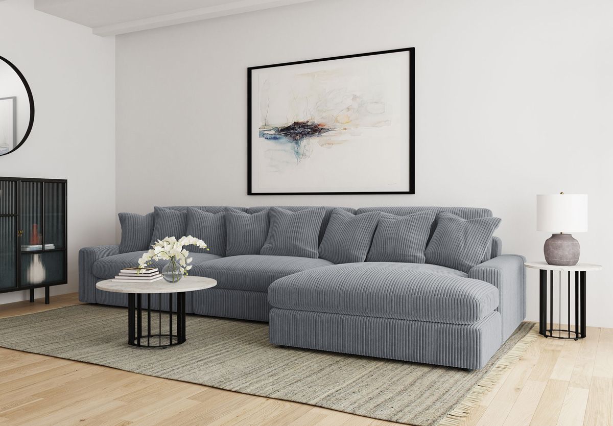 Stefania Retro Modern Sectional With Armless Chair