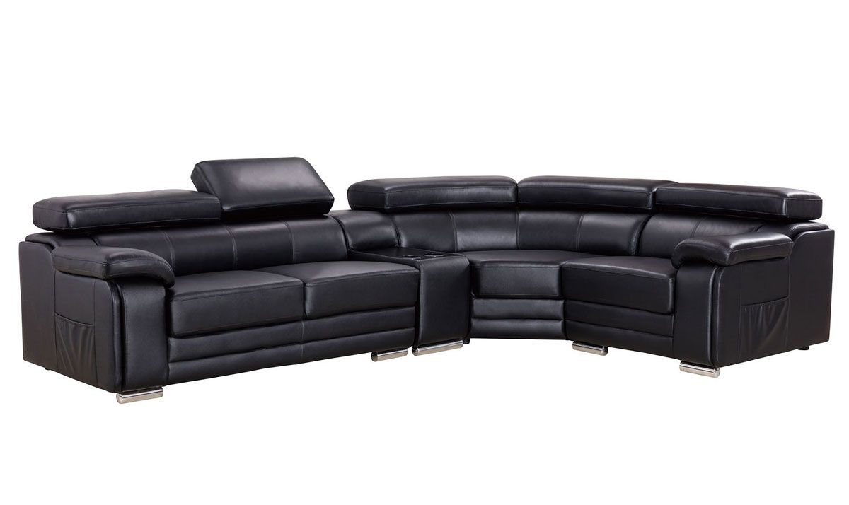 Stella Black Leather Facing Right Sectional