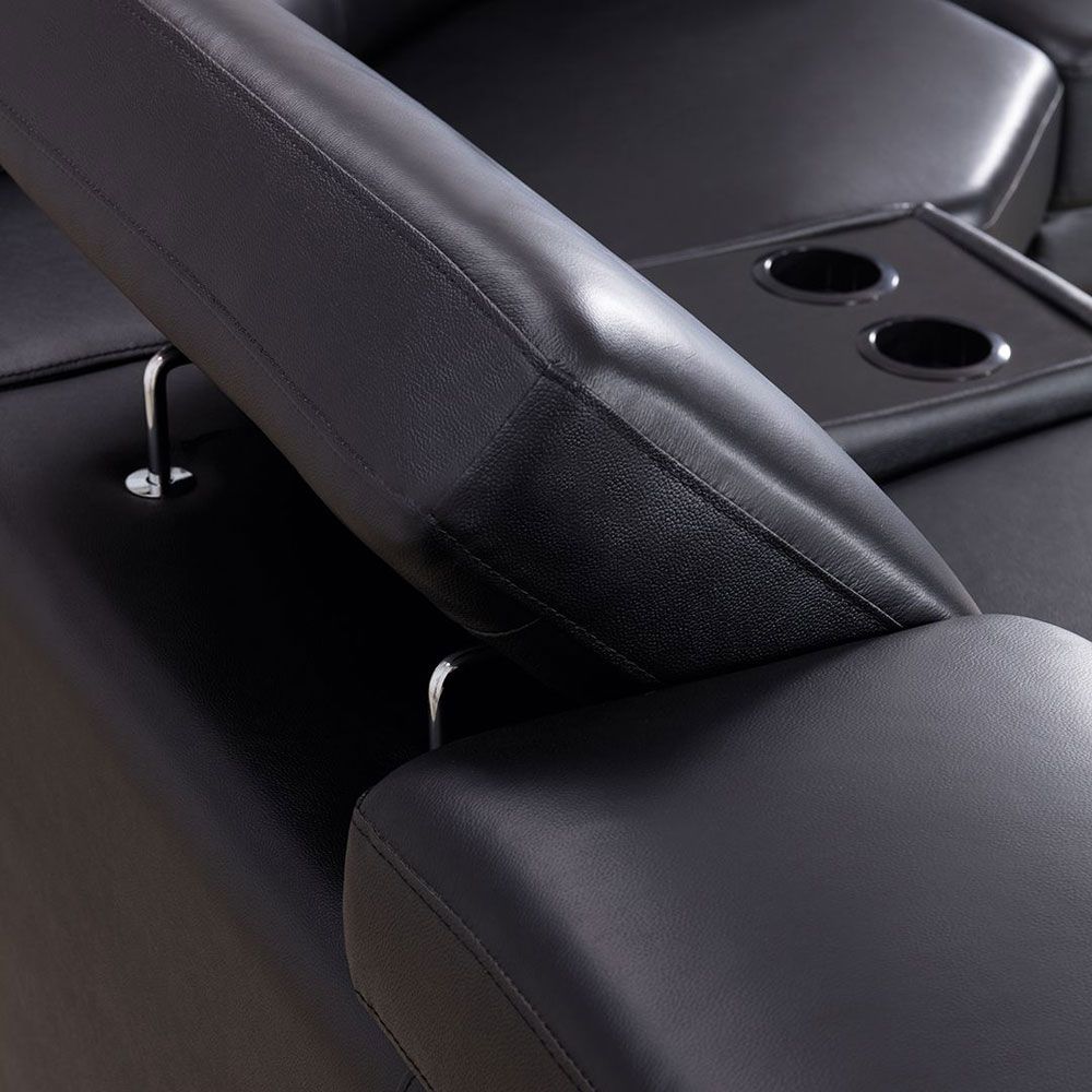 Stella Black Leather Sectional Headrests