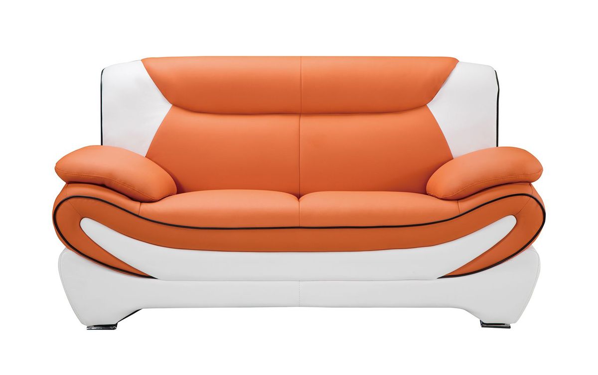Sterling Orange Leather Love Seat