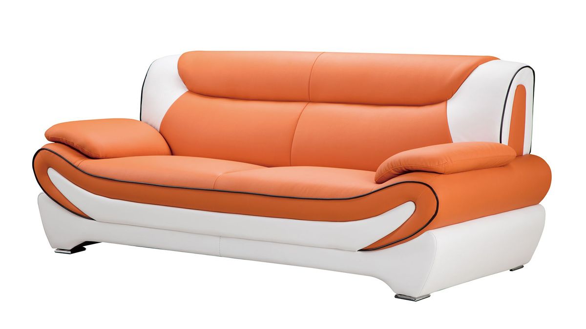 Sterling Orange Leather Sofa