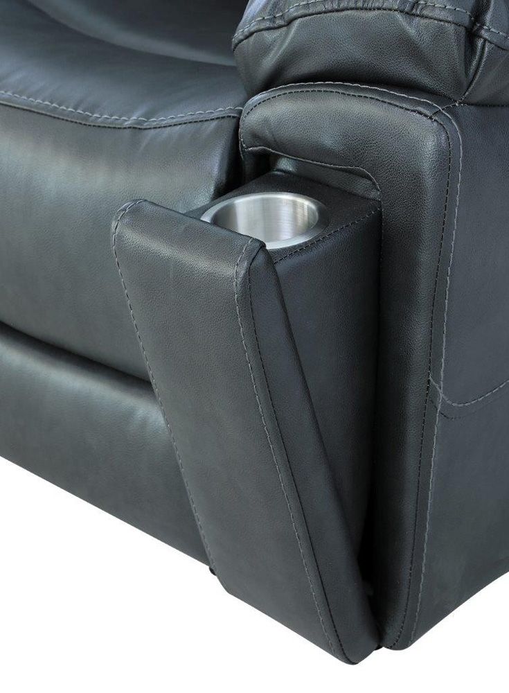 Steven Grey Leather Recliner Sofa Arm